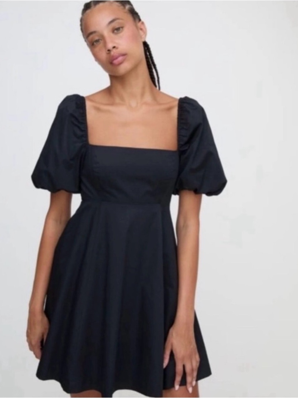 NWT Hill House Square Neck Puff Sleeve Mini Dress in Black - MATILDA